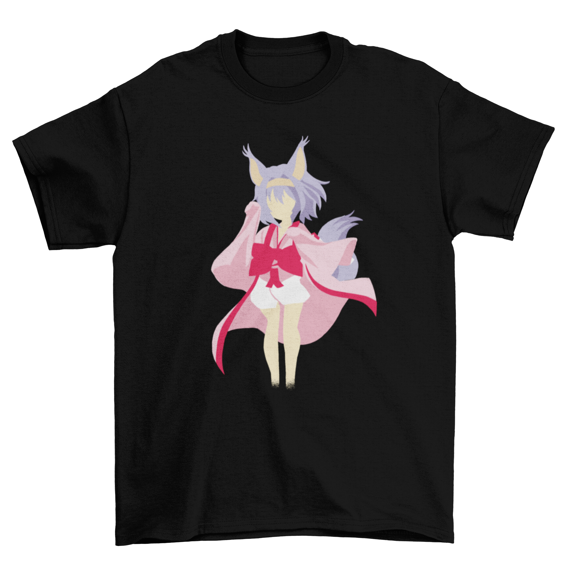 Anime Cat Girl T-shirt featuring a colorful and detailed design of a cat-girl in anime style.