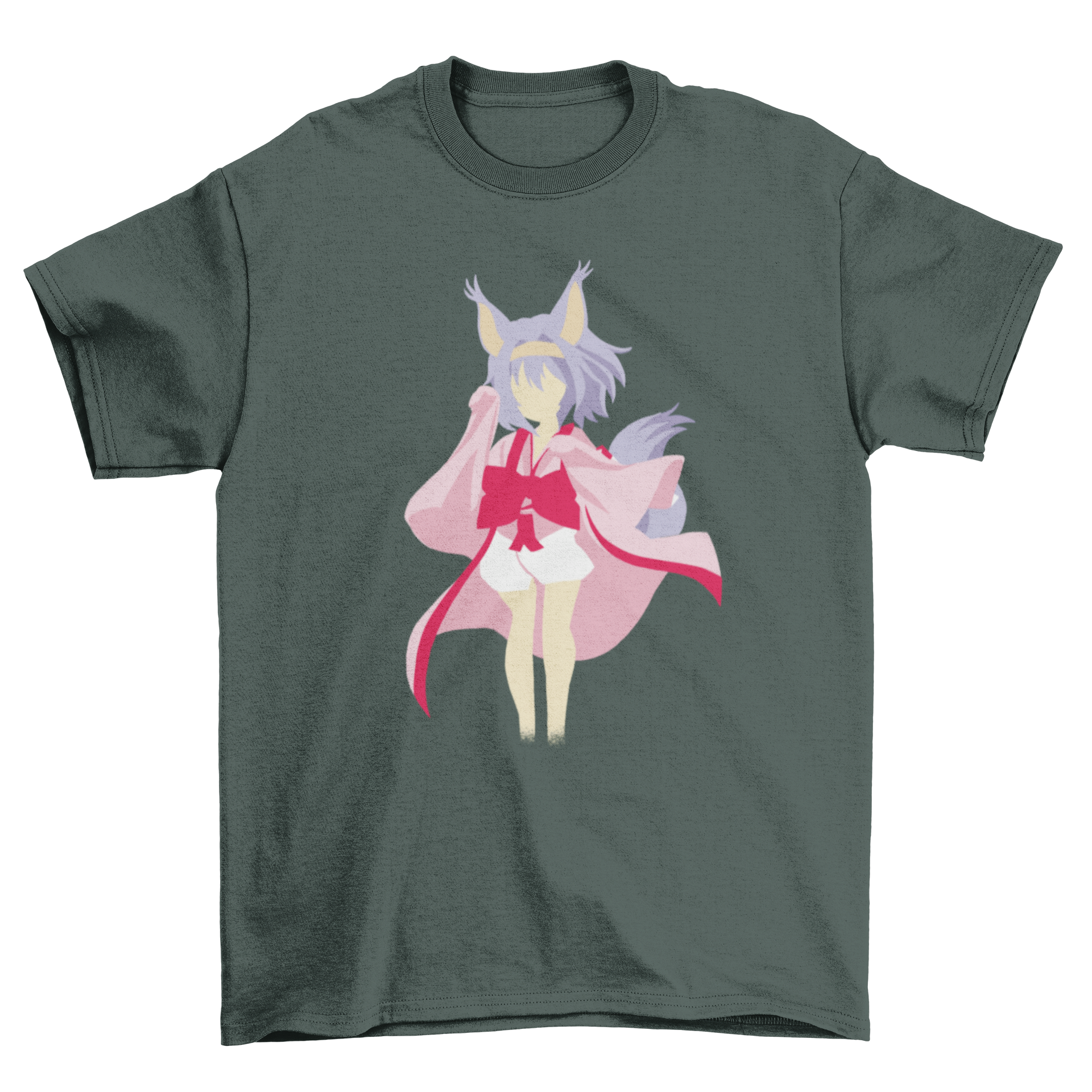 Anime Cat Girl T-shirt featuring a colorful and detailed design of a cat-girl in anime style.