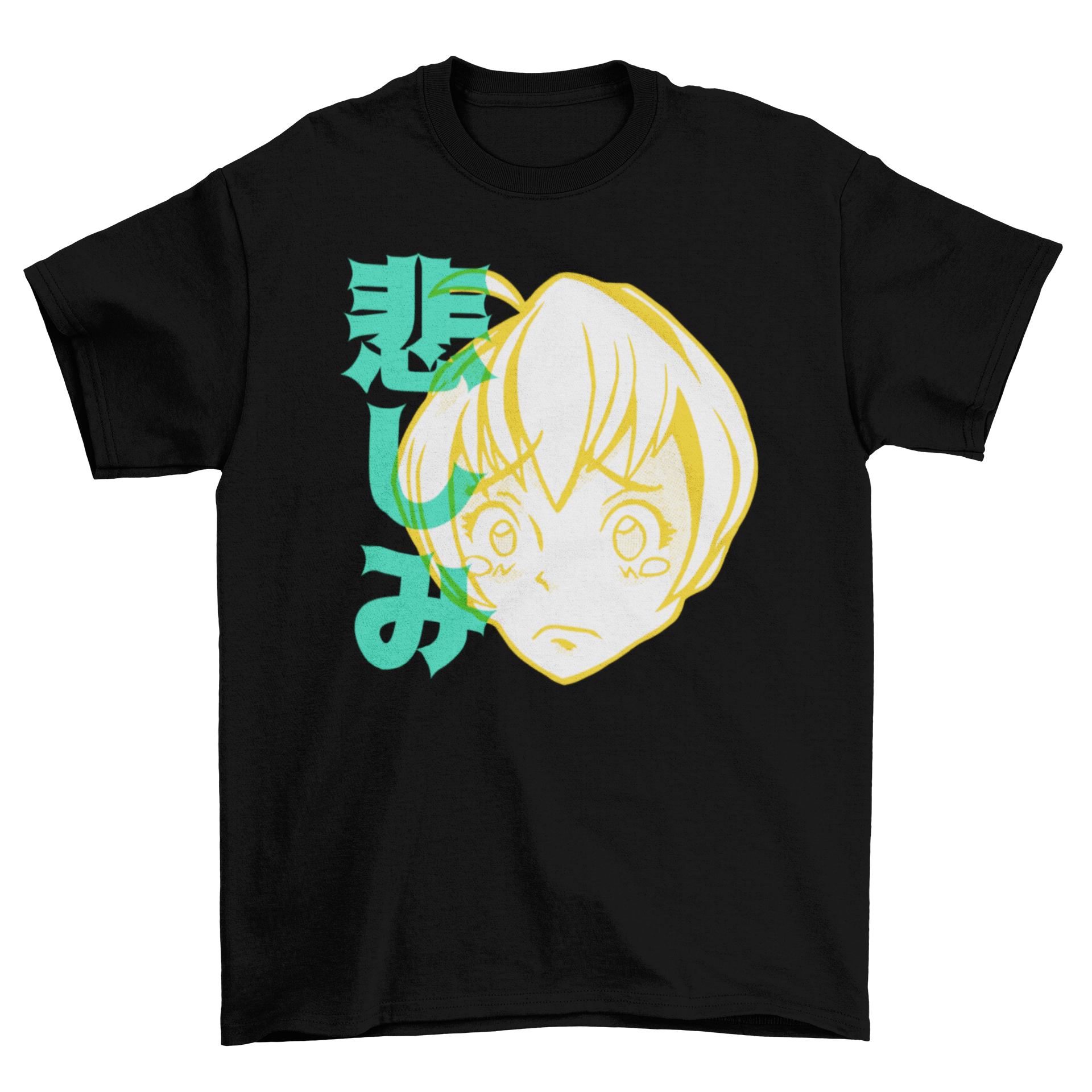 Anime girl crying t-shirt featuring a cute anime design with vibrant colors and expressive features.