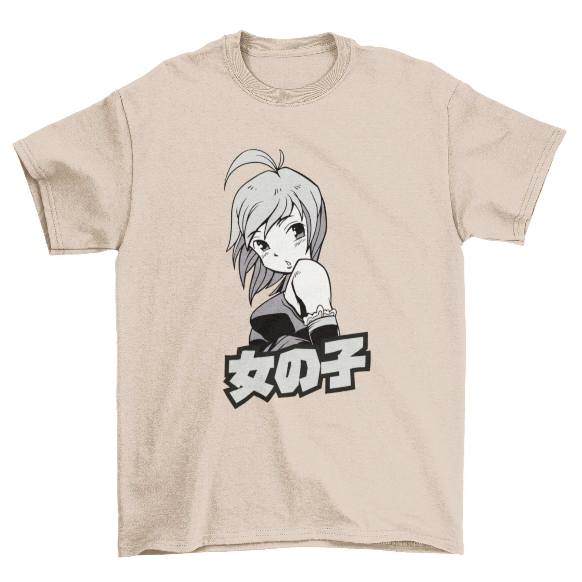 A stylish t-shirt featuring a vibrant design of an anime girl with short hair, perfect for anime fans.