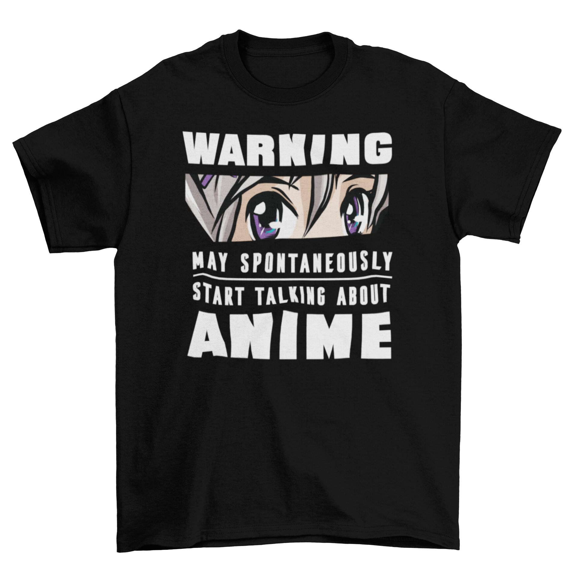 Anime Warning T-Shirt featuring a playful quote about anime discussions.