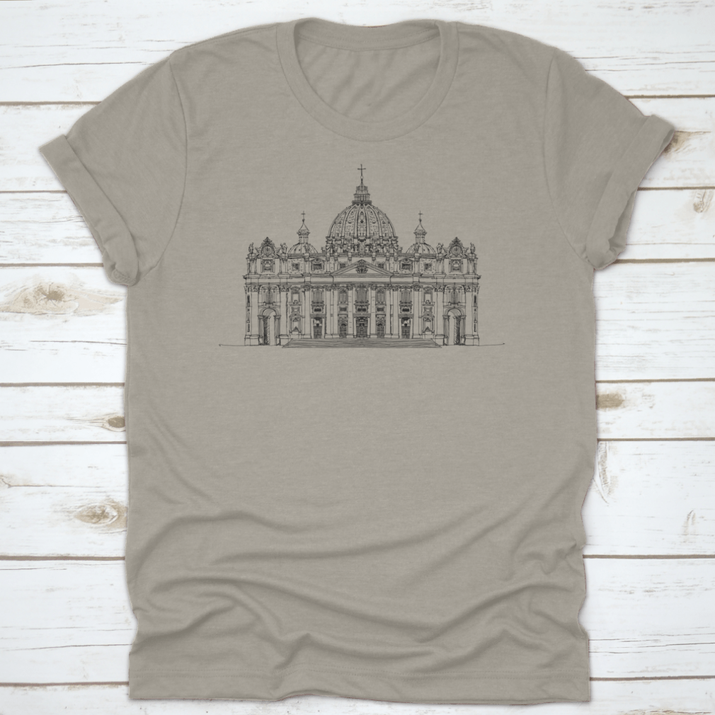 Antique Saint Petersburg Vatican Church sketch on a cotton fabric, showcasing intricate details and artistic design.