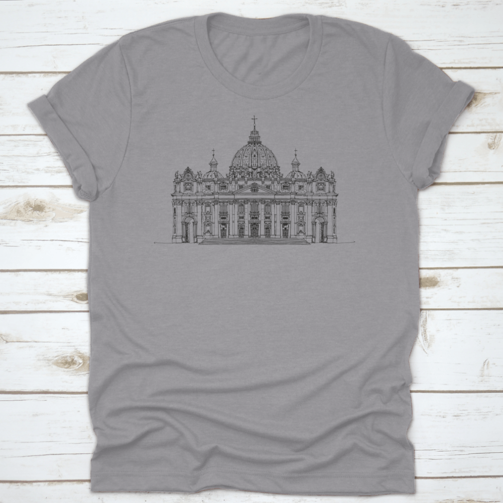 Antique Saint Petersburg Vatican Church sketch on a cotton fabric, showcasing intricate details and artistic design.