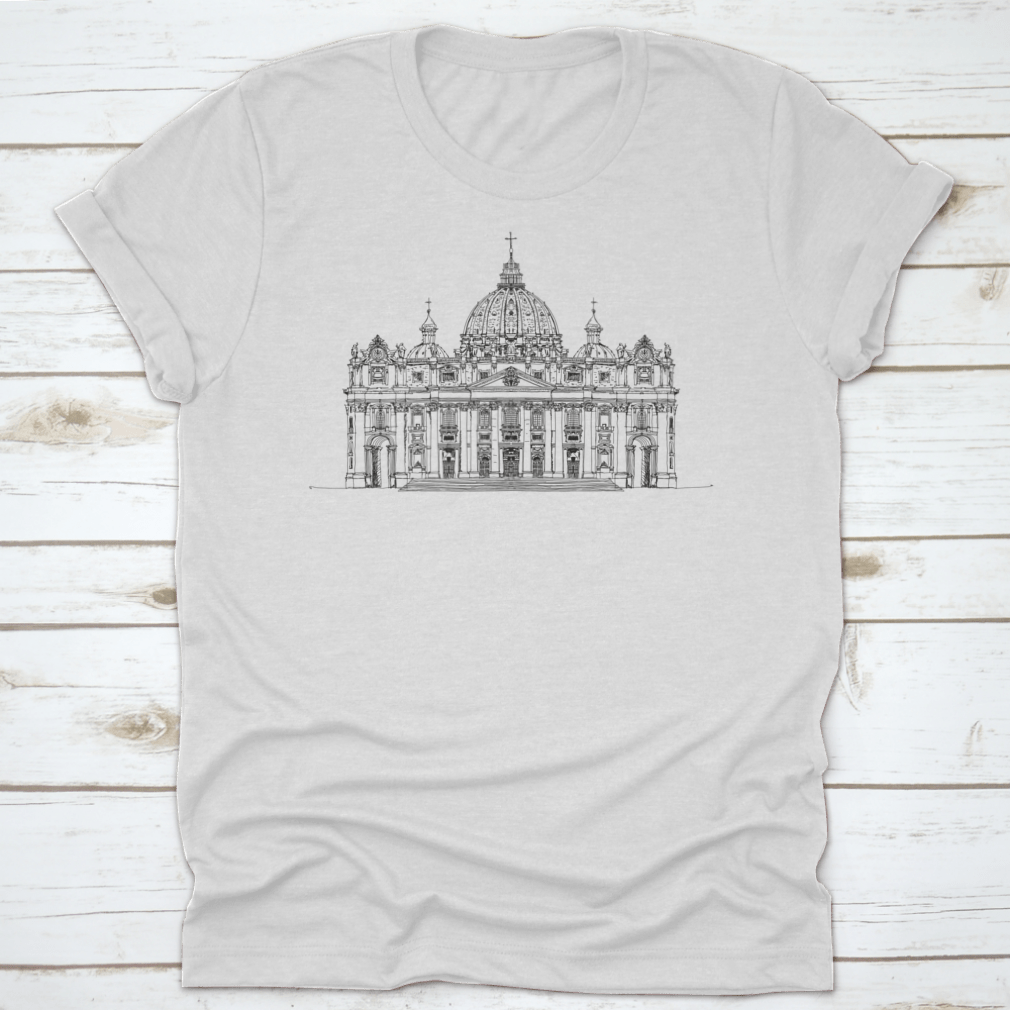 Antique Saint Petersburg Vatican Church sketch on a cotton fabric, showcasing intricate details and artistic design.