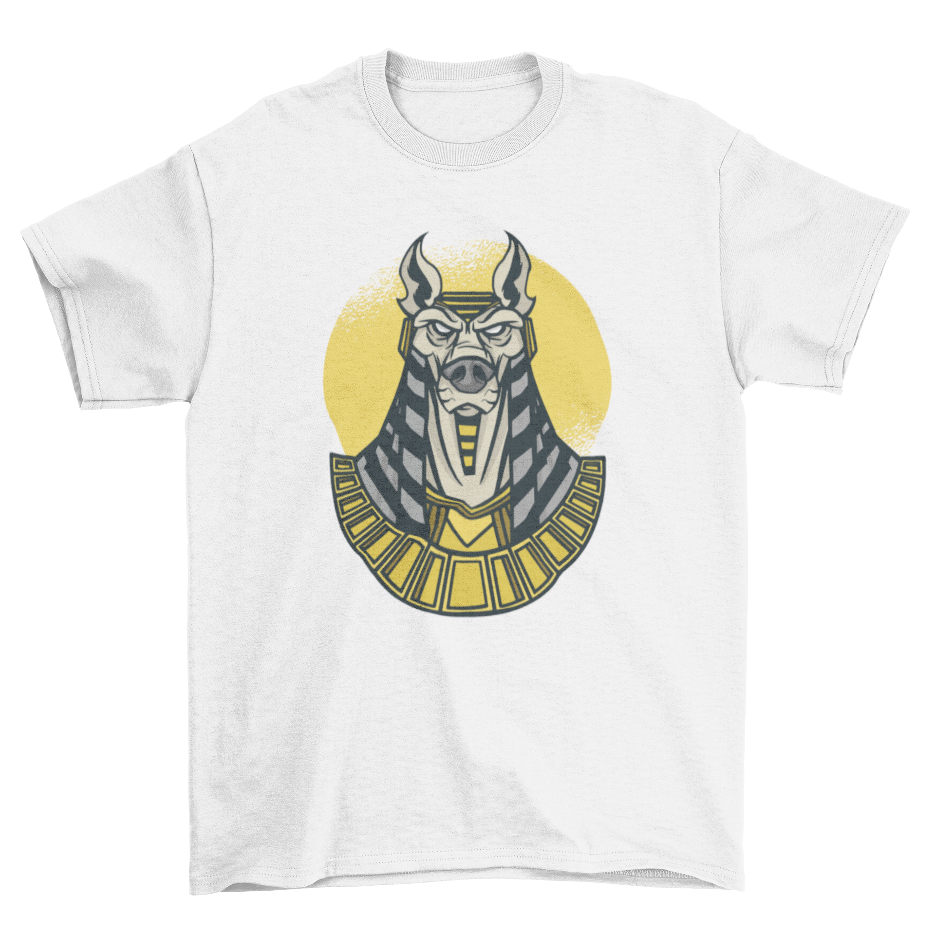 Anubis God t-shirt featuring a detailed design of the Egyptian deity Anubis, perfect for mythology enthusiasts.