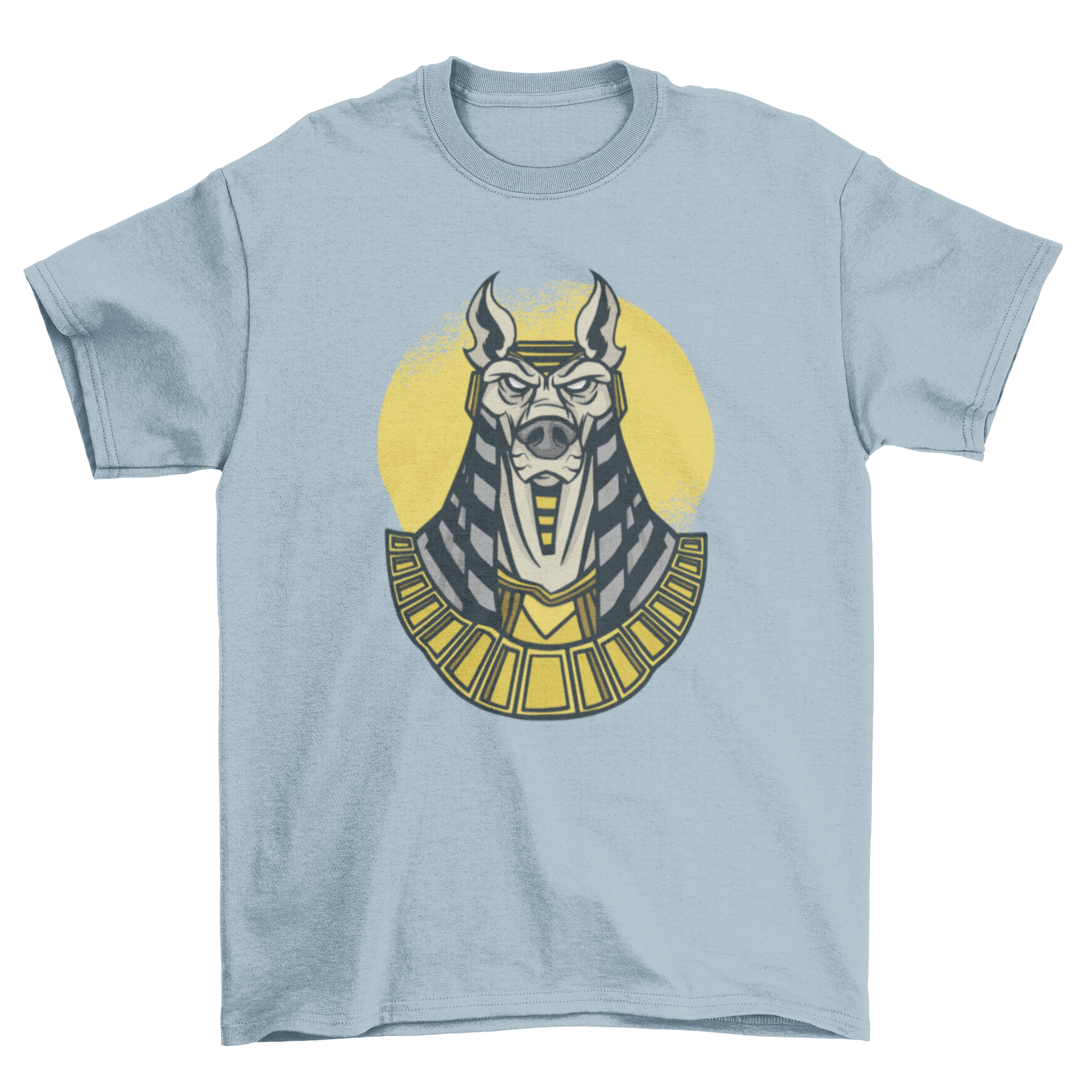 Anubis God t-shirt featuring a detailed design of the Egyptian deity Anubis, perfect for mythology enthusiasts.