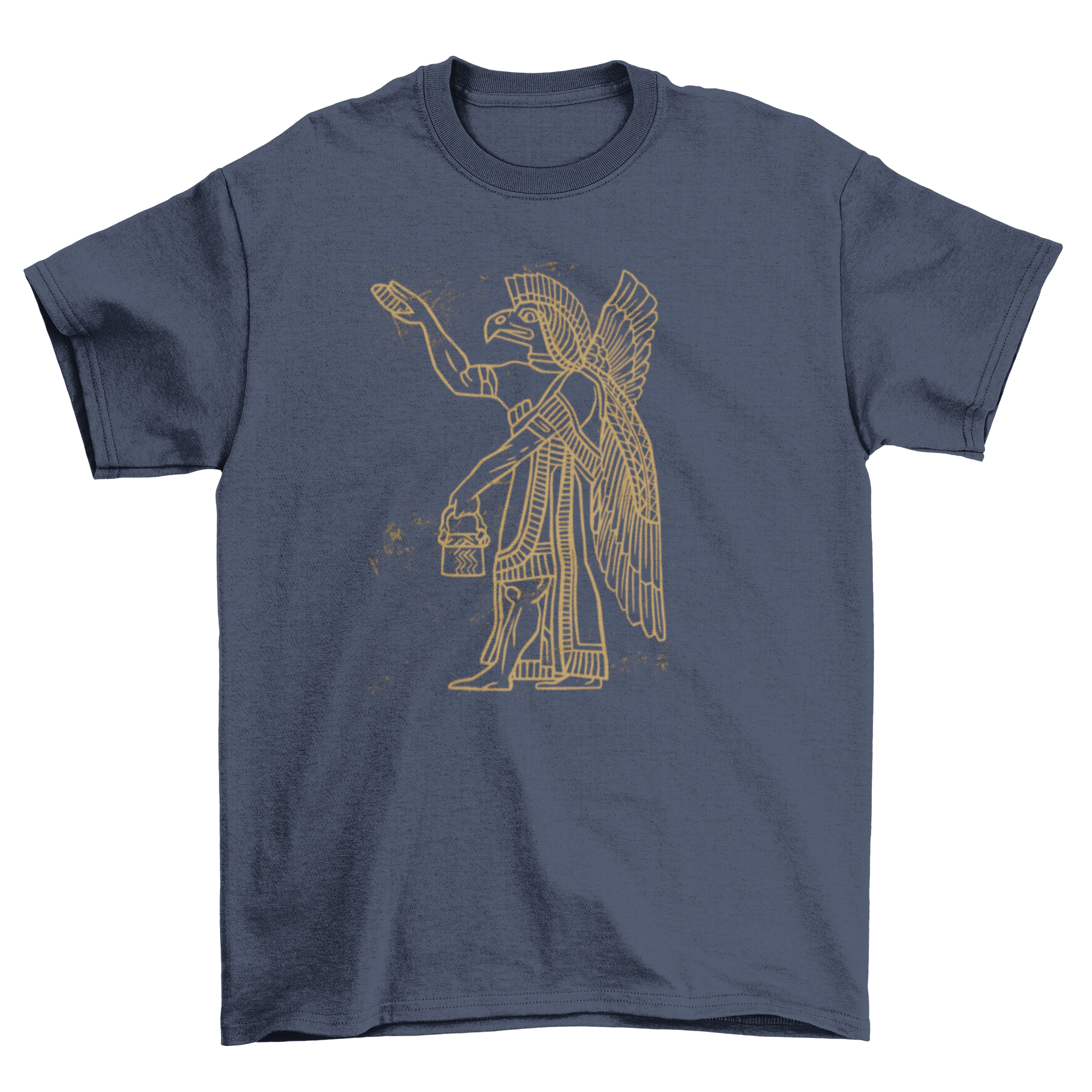 Anunnaki t-shirt featuring a detailed illustration of an ancient deity, showcasing vibrant colors and intricate design.