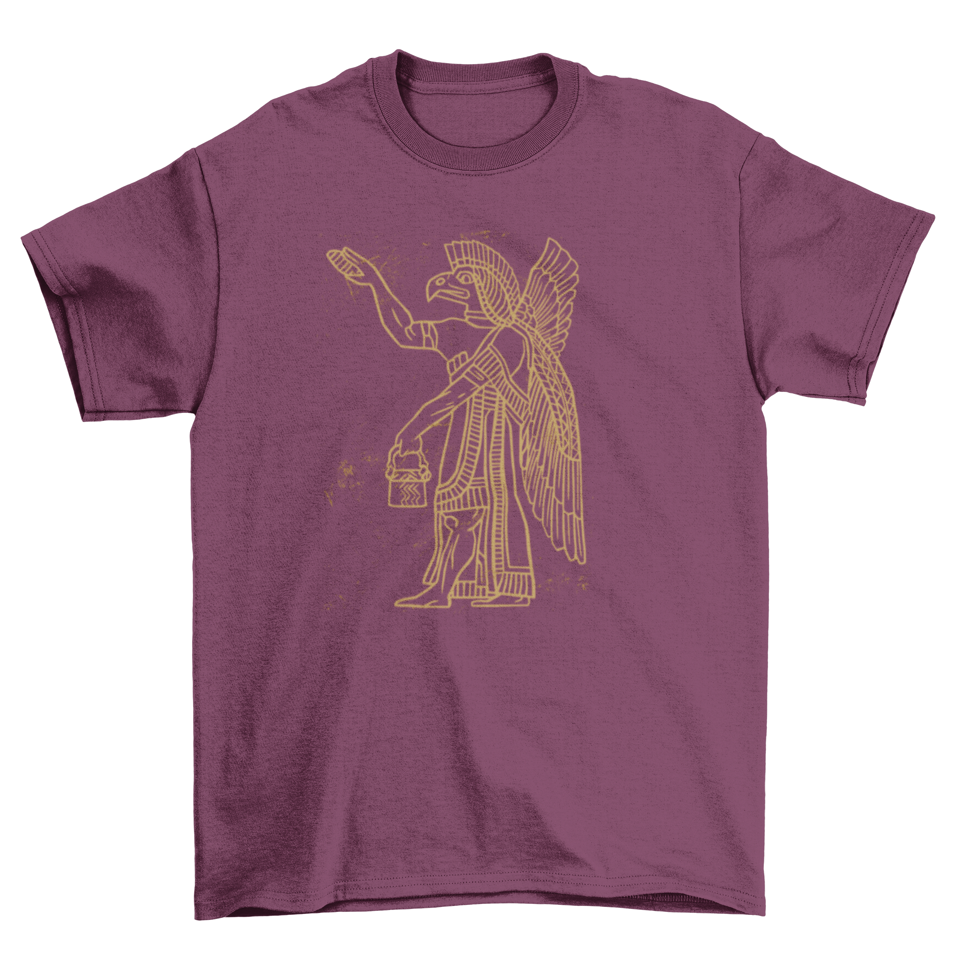 Anunnaki t-shirt featuring a detailed illustration of an ancient deity, showcasing vibrant colors and intricate design.