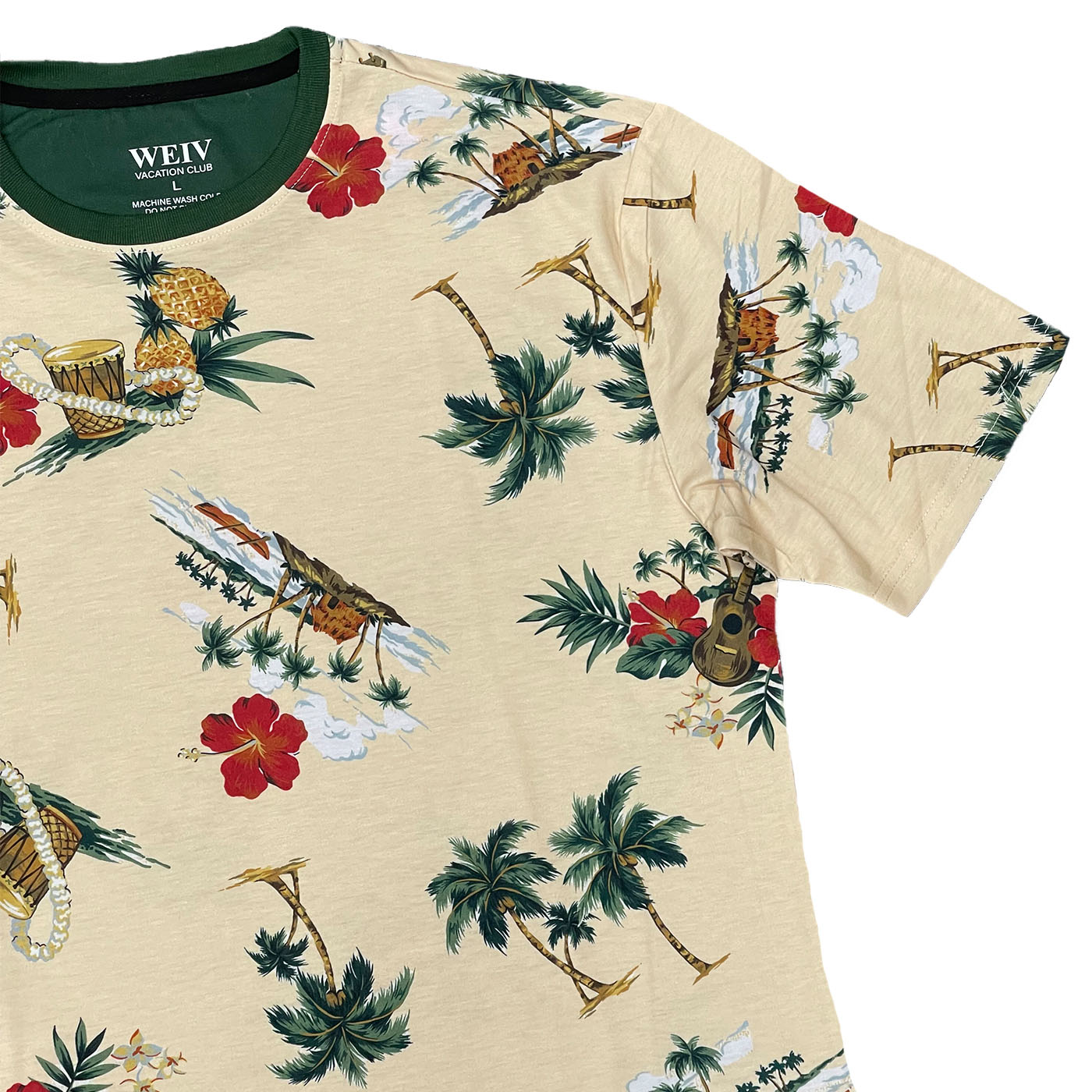 AP07 All Over Print Tropical T-shirt featuring vibrant floral designs, round neck, and short sleeves, perfect for summer wear.