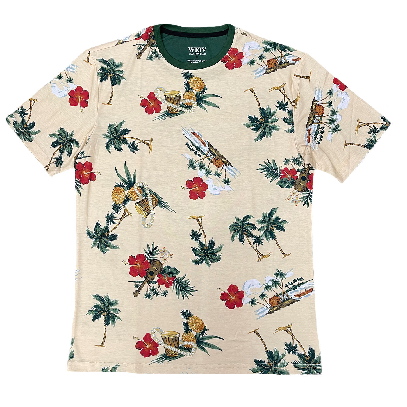 AP07 All Over Print Tropical T-shirt featuring vibrant floral designs, round neck, and short sleeves, perfect for summer wear.