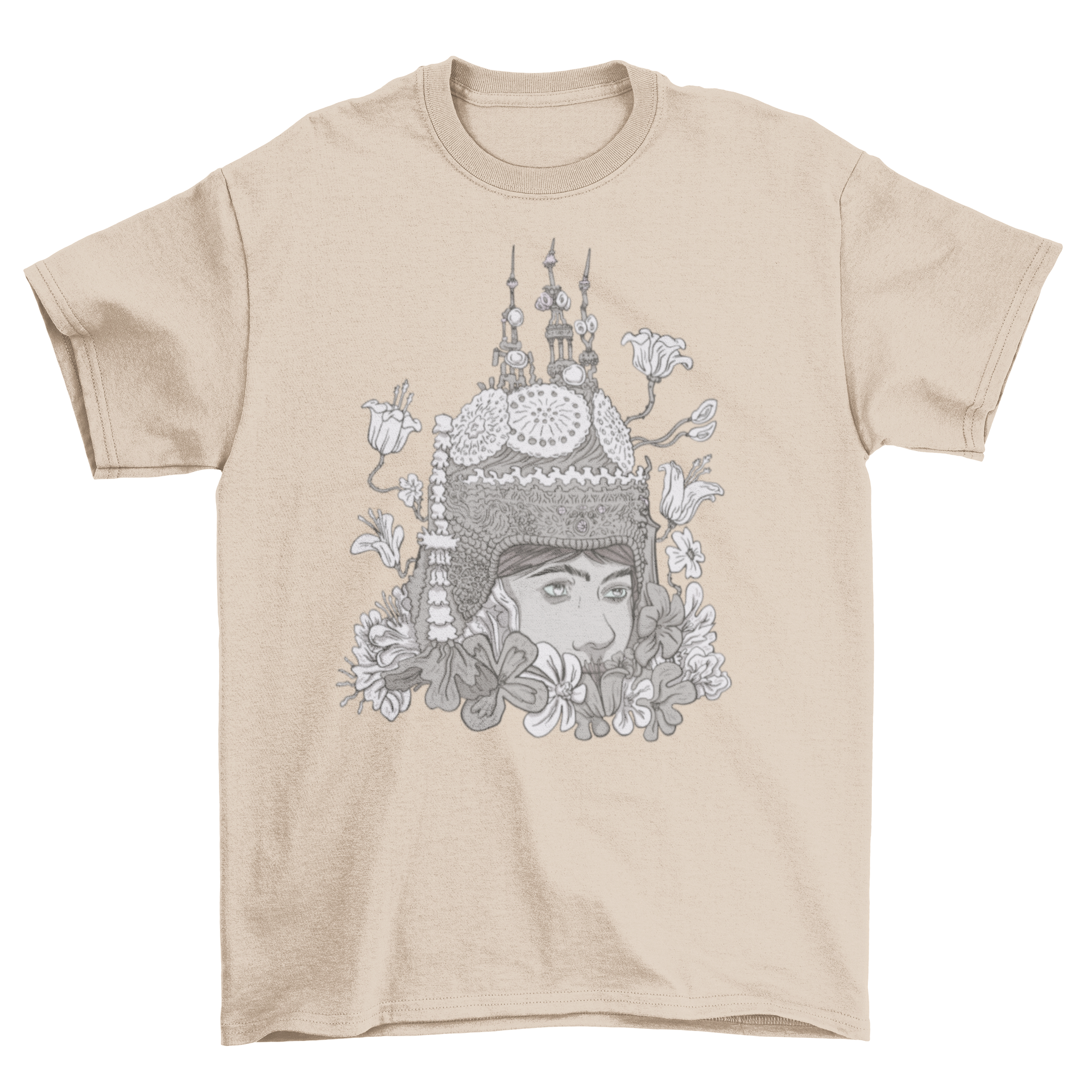 Apsara Hindu spirit culture t-shirt featuring a detailed design of a celestial nymph, showcasing elegance and cultural significance.