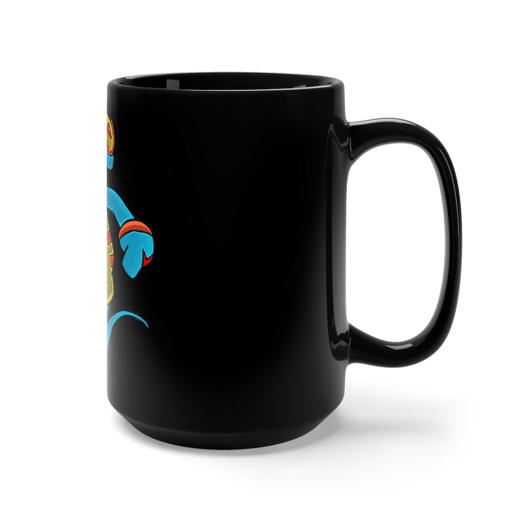 Aqrine Black Mug 15oz featuring a sleek black ceramic design with rounded corners and a comfortable C-handle, perfect for hot beverages.