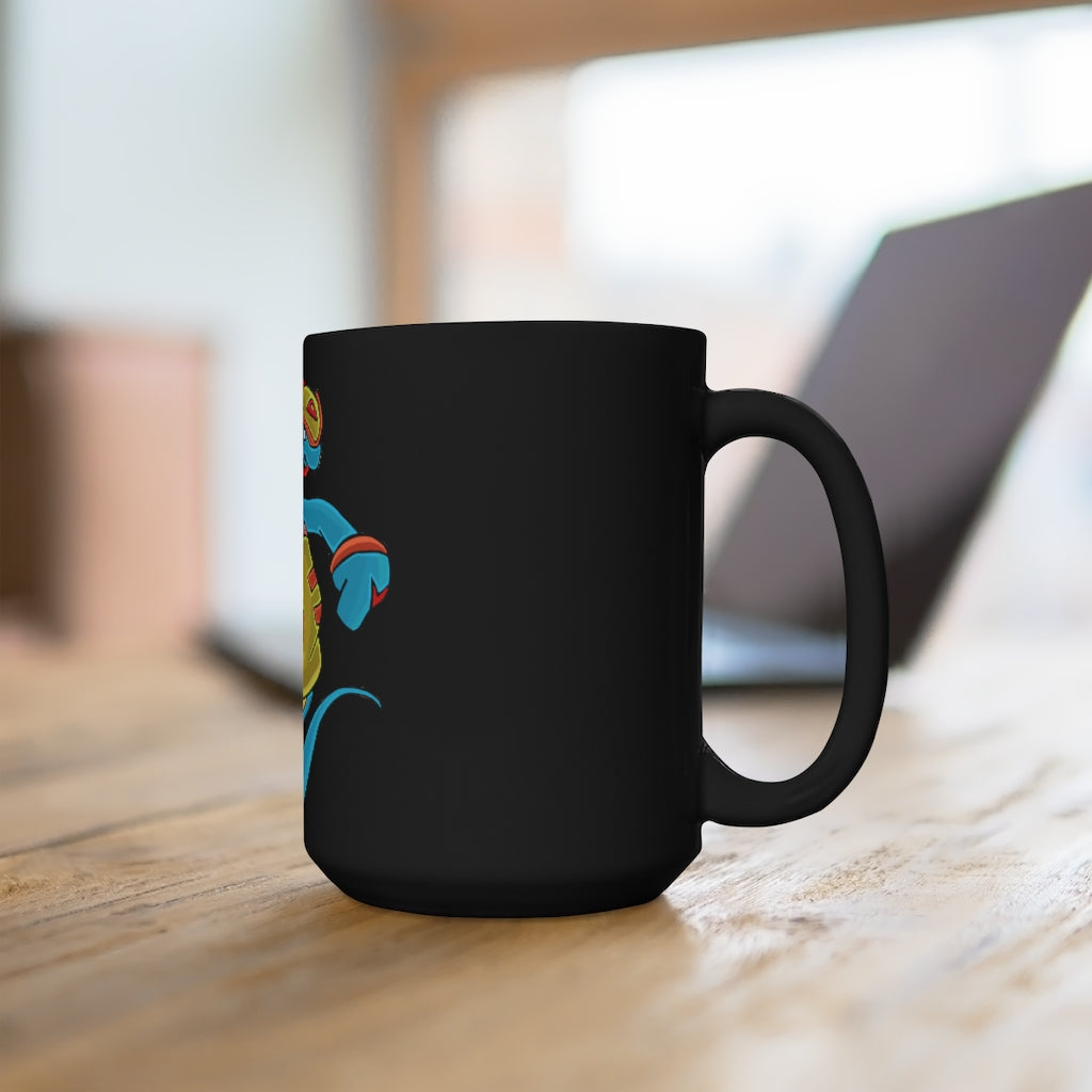 Aqrine Black Mug 15oz featuring a sleek black ceramic design with rounded corners and a comfortable C-handle, perfect for hot beverages.