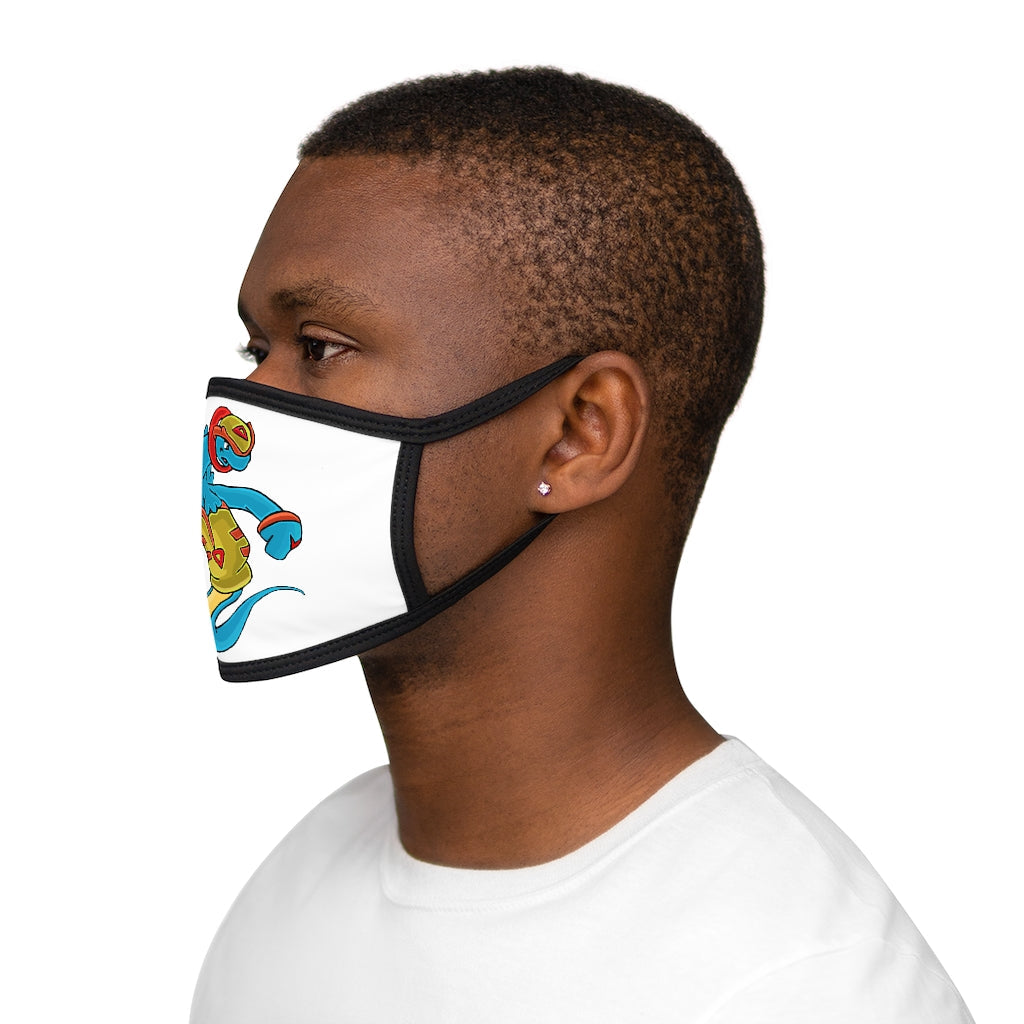 Aqrine Mixed-Fabric Face Mask featuring a black outer edge and earloops, made of polyester and cotton for comfort and style.