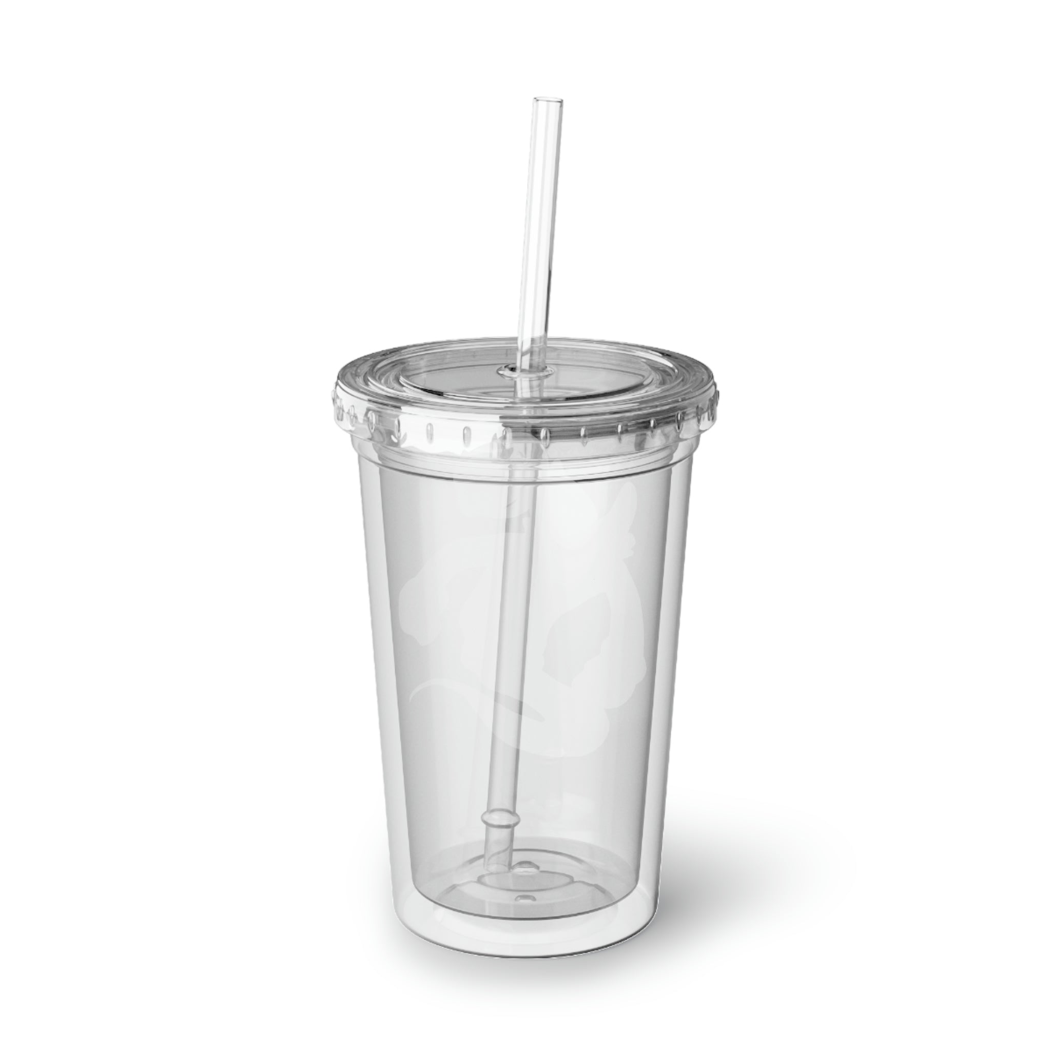 Aqrine Suave Acrylic Cup with vibrant custom design, double-wall insulation, and a straw, perfect for hot and cold beverages.