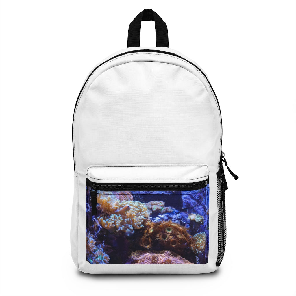 Aquarium Backpack made in USA, featuring adjustable straps and waterproof design, perfect for outdoor adventures.