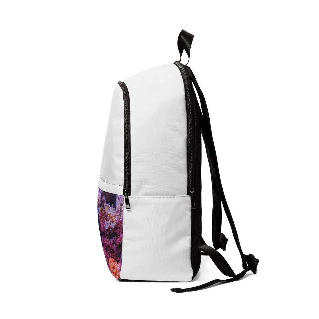 Aquarium Unisex Fabric Backpack in soft nylon, featuring adjustable straps and a padded back panel, perfect for school and travel.