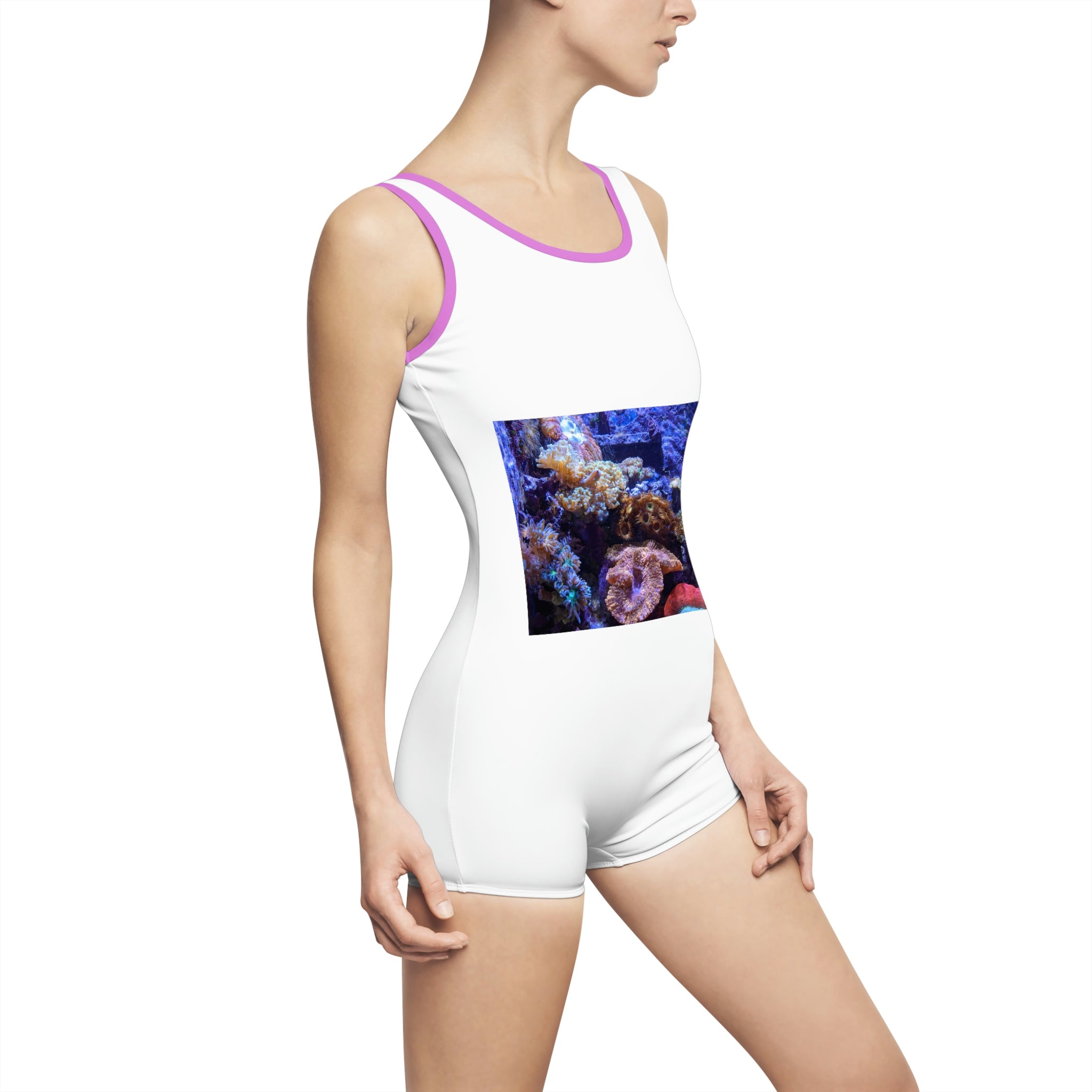 Aquarium Women's Vintage Swimsuit featuring a deep U-shape neck and customizable design, perfect for confident women.