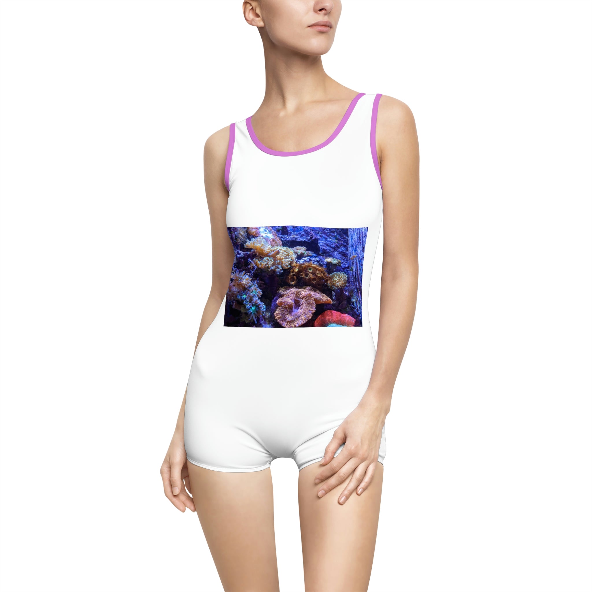 Aquarium Women's Vintage Swimsuit featuring a deep U-shape neck and customizable design, perfect for confident women.