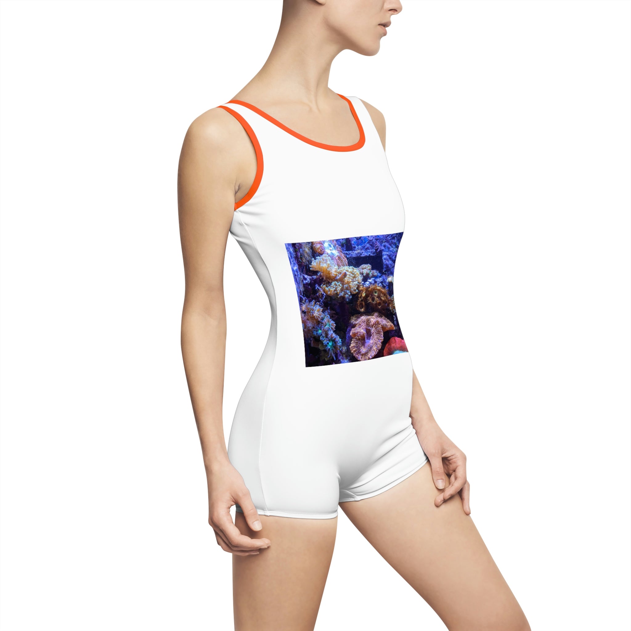 Aquarium Women's Vintage Swimsuit featuring a deep U-shape neck and customizable design, perfect for confident women.