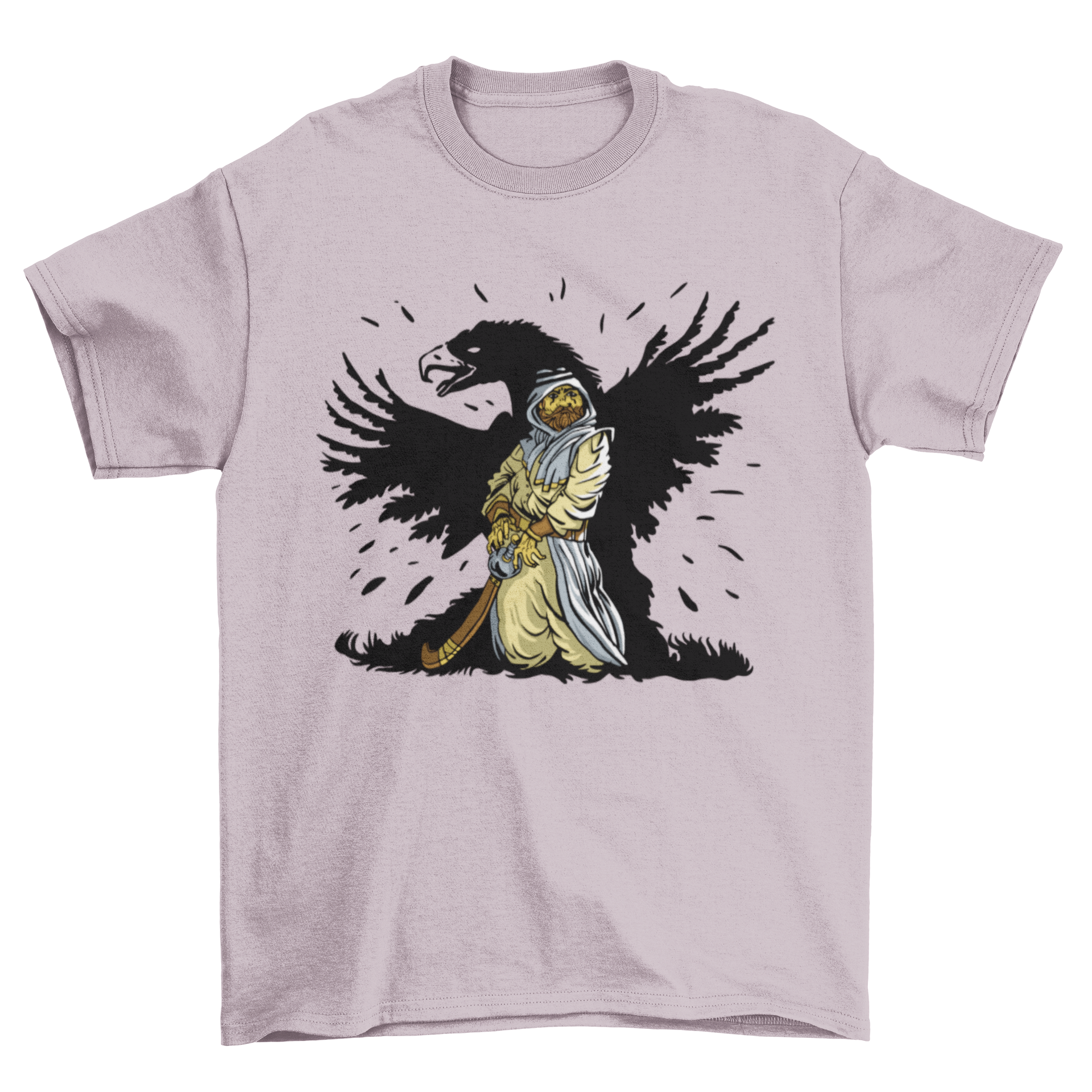 Arab eagle t-shirt featuring an Arab person with an eagle shadow design, showcasing cultural heritage and style.