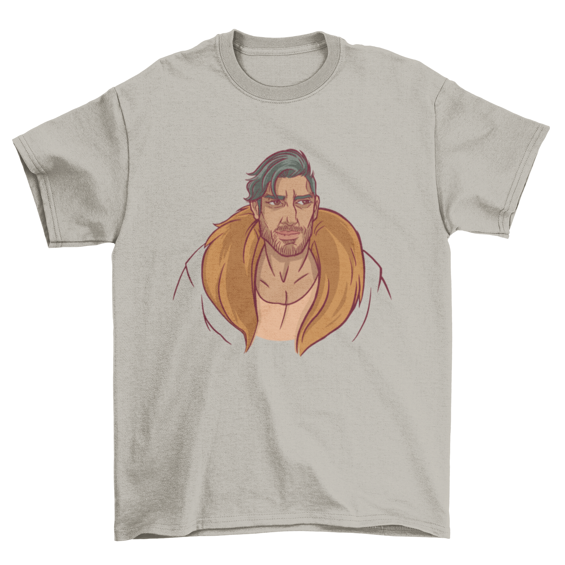 A stylish t-shirt featuring a unique design of an Arabic man, showcasing cultural artistry.