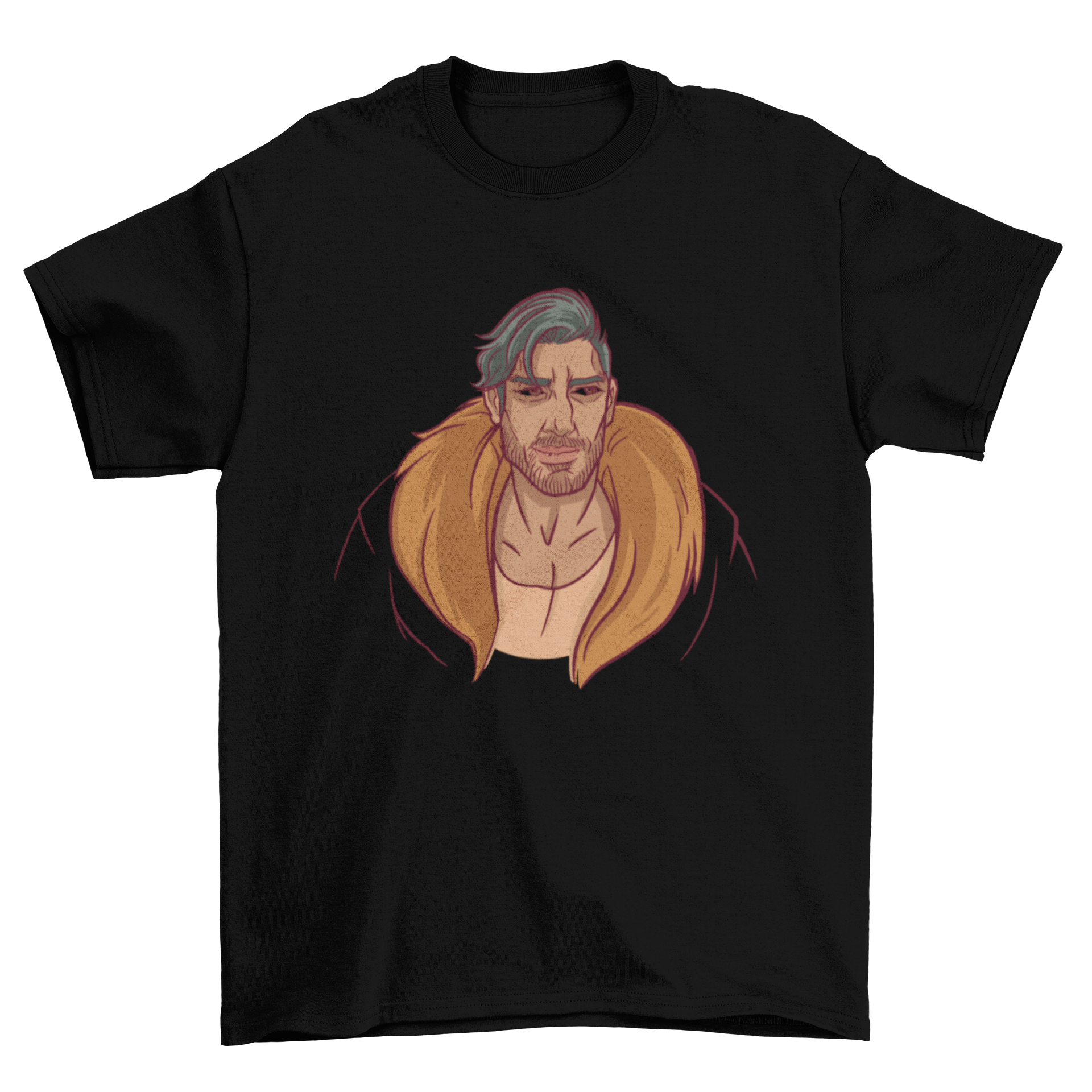 A stylish t-shirt featuring a unique design of an Arabic man, showcasing cultural artistry.