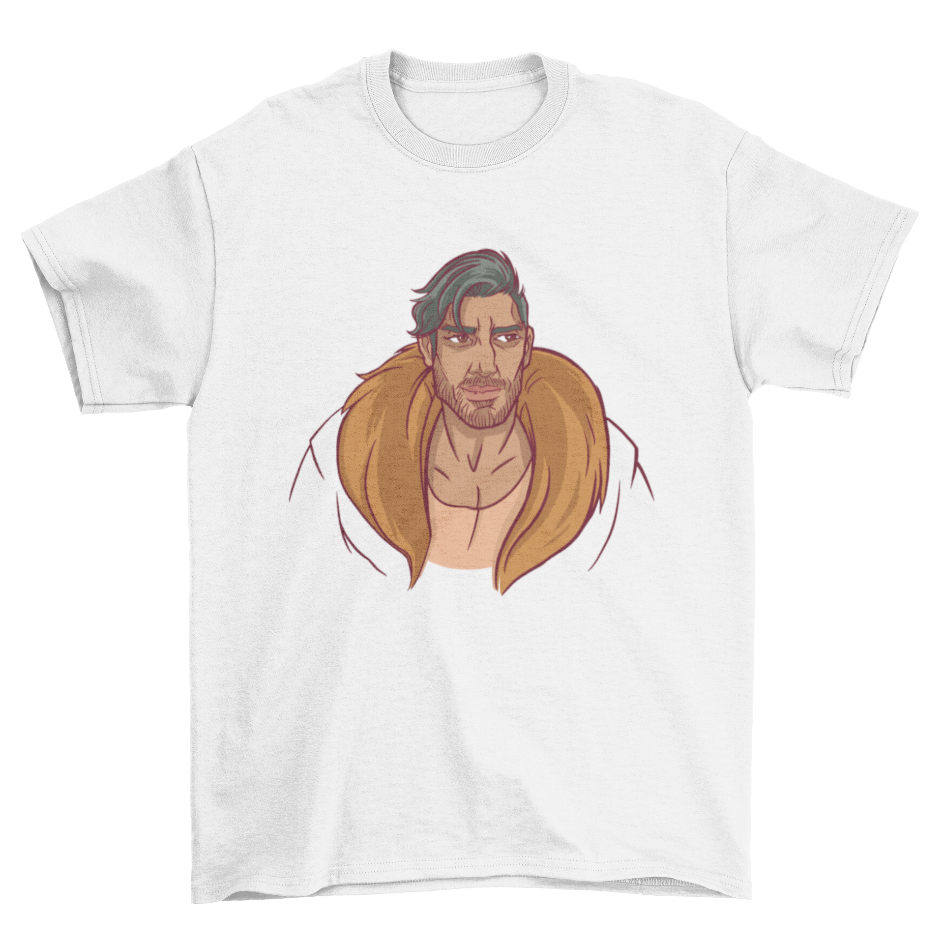 A stylish t-shirt featuring a unique design of an Arabic man, showcasing cultural artistry.