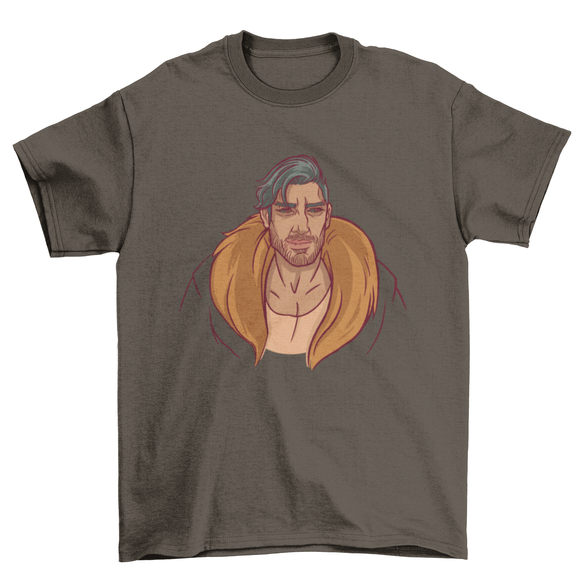 A stylish t-shirt featuring a unique design of an Arabic man, showcasing cultural artistry.