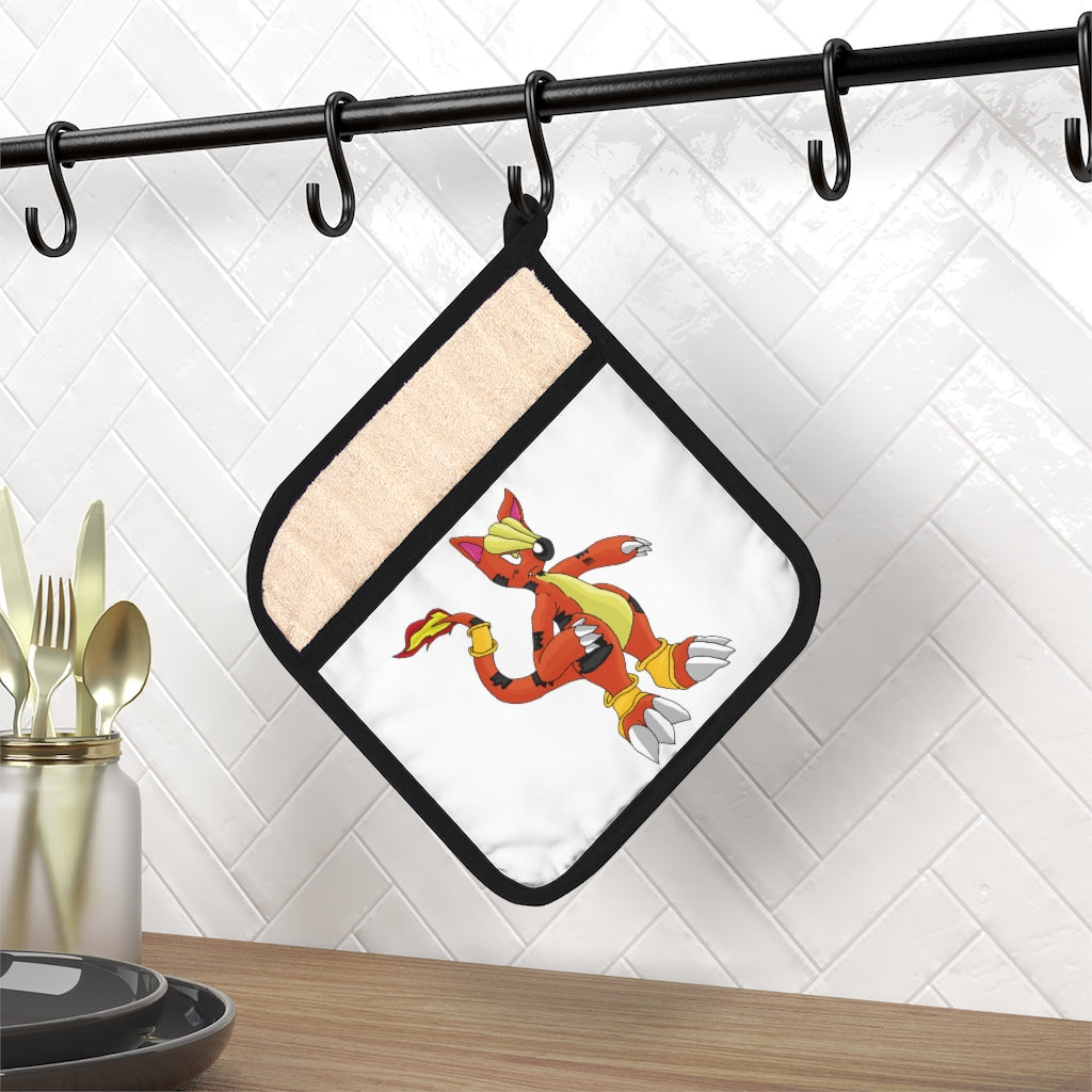 Arcadane Pot Holder with Pocket, 9x9 inches, featuring a black cotton hanging loop and stylish design.