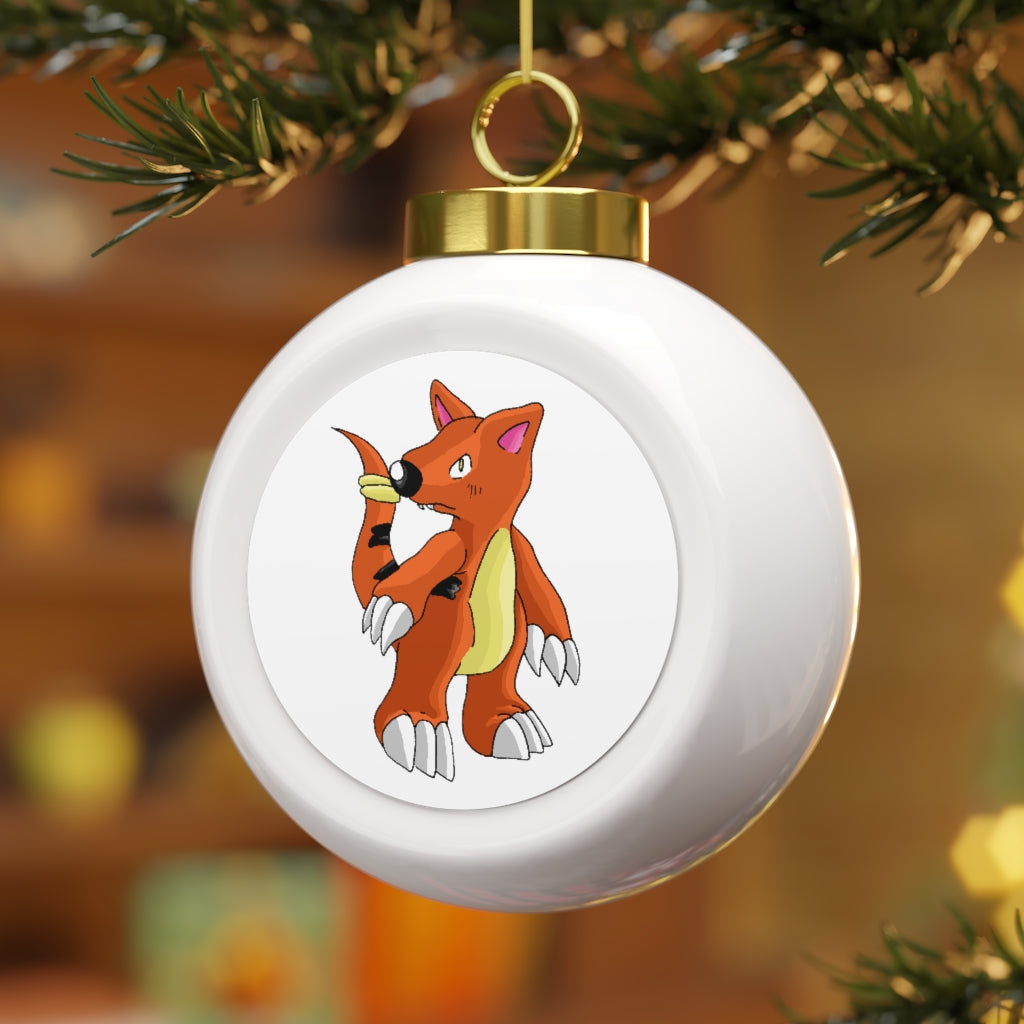 A beautifully crafted 3-inch Arcadash Christmas Ball Ornament with a glossy finish and gold ribbon, featuring a vintage design.