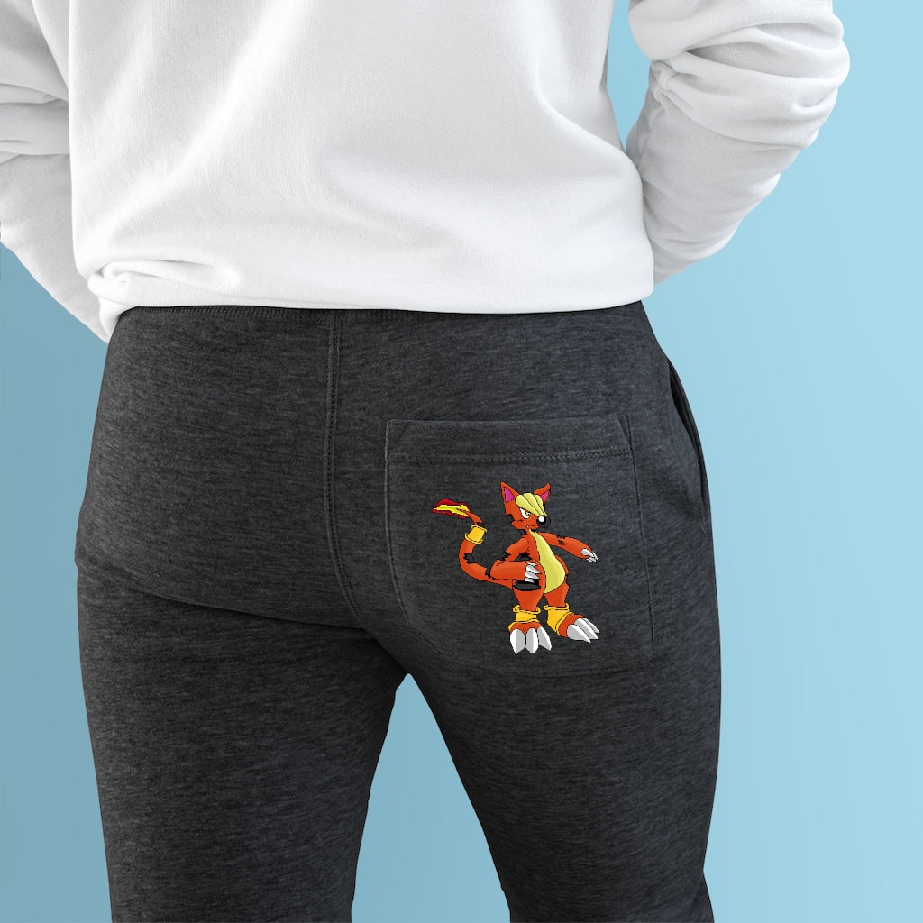 A pair of stylish Arcadash Premium Fleece Joggers in a cozy setting, showcasing their soft fabric and customizable back pocket.