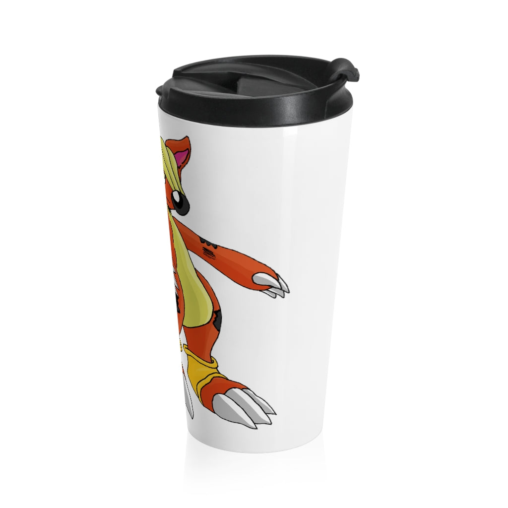 Arcadash Stainless Steel Travel Mug with black lid, showcasing its sleek design and sublimation printing.