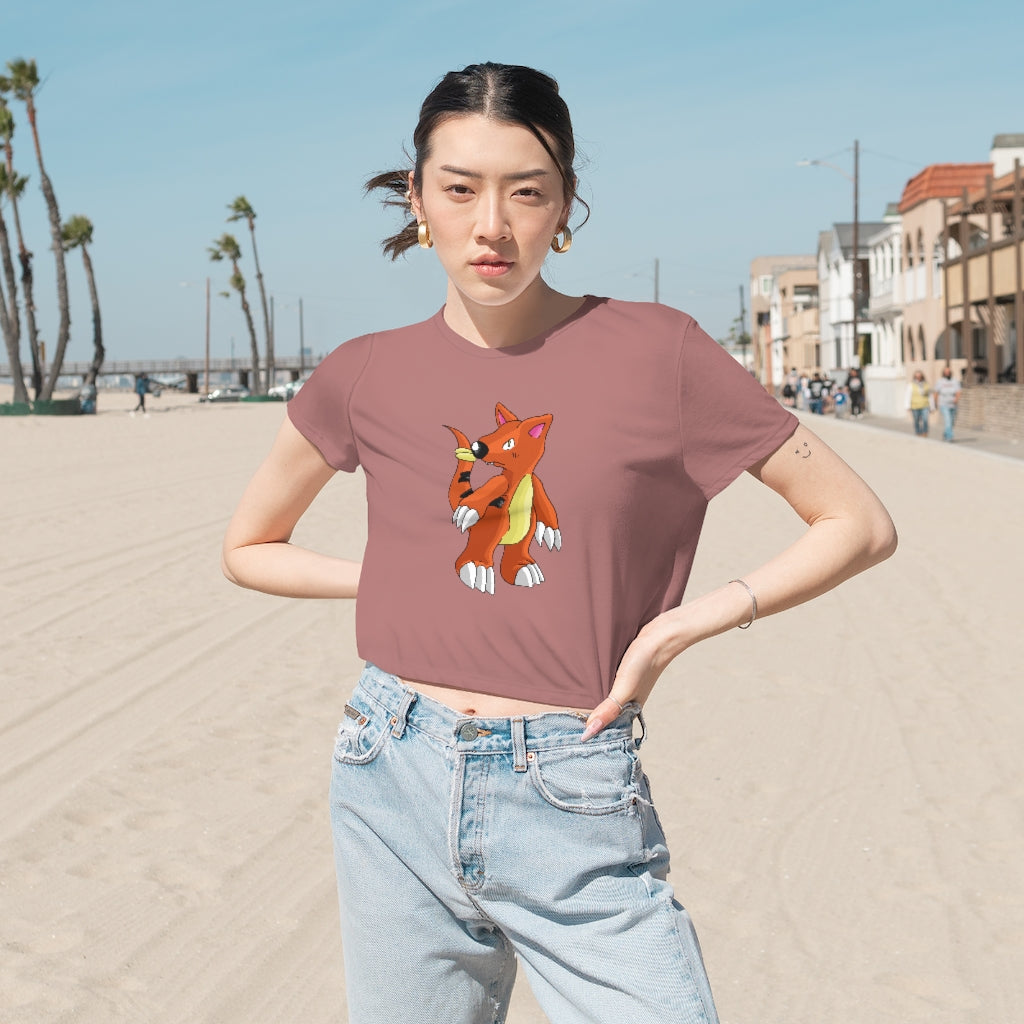 A stylish Arcadash Women's Flowy Cropped Tee in various colors, showcasing its lightweight fabric and modest cropped design.