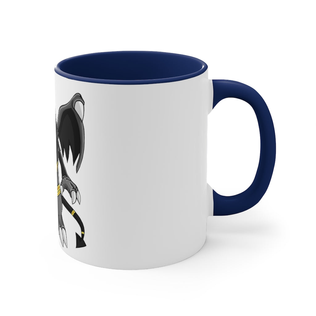 Argon Accent Coffee Mug, 11oz with a white exterior and colorful interior and handle, showcasing a stylish two-tone design.