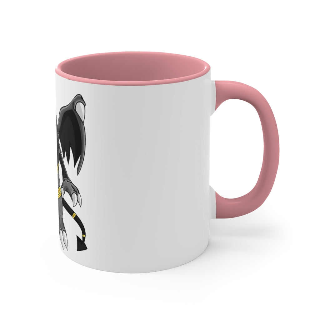 Argon Accent Coffee Mug, 11oz with a white exterior and colorful interior and handle, showcasing a stylish two-tone design.