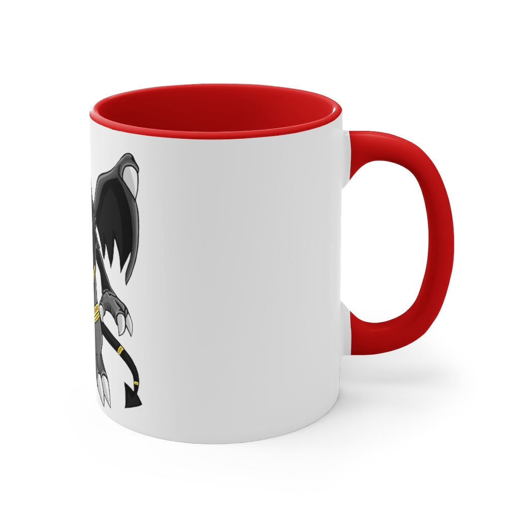 Argon Accent Coffee Mug, 11oz with a white exterior and colorful interior and handle, showcasing a stylish two-tone design.