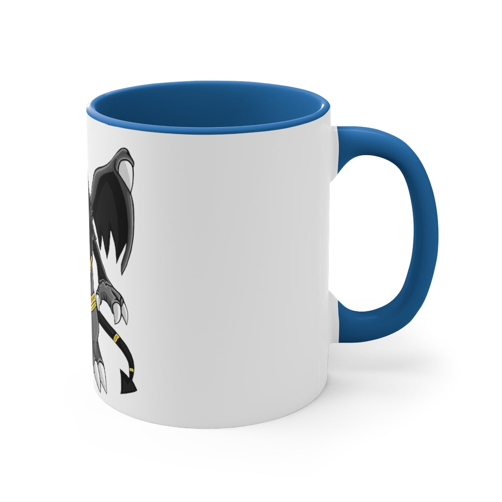 Argon Accent Coffee Mug, 11oz with a white exterior and colorful interior and handle, showcasing a stylish two-tone design.