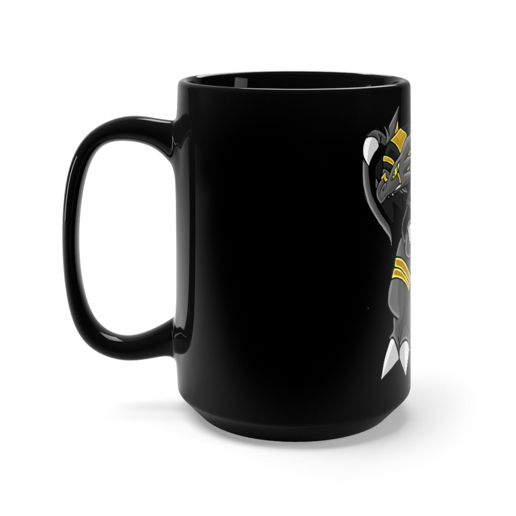 Argon Black Mug 15oz, a sleek black ceramic mug with a rounded design and C-handle, perfect for coffee and tea lovers.