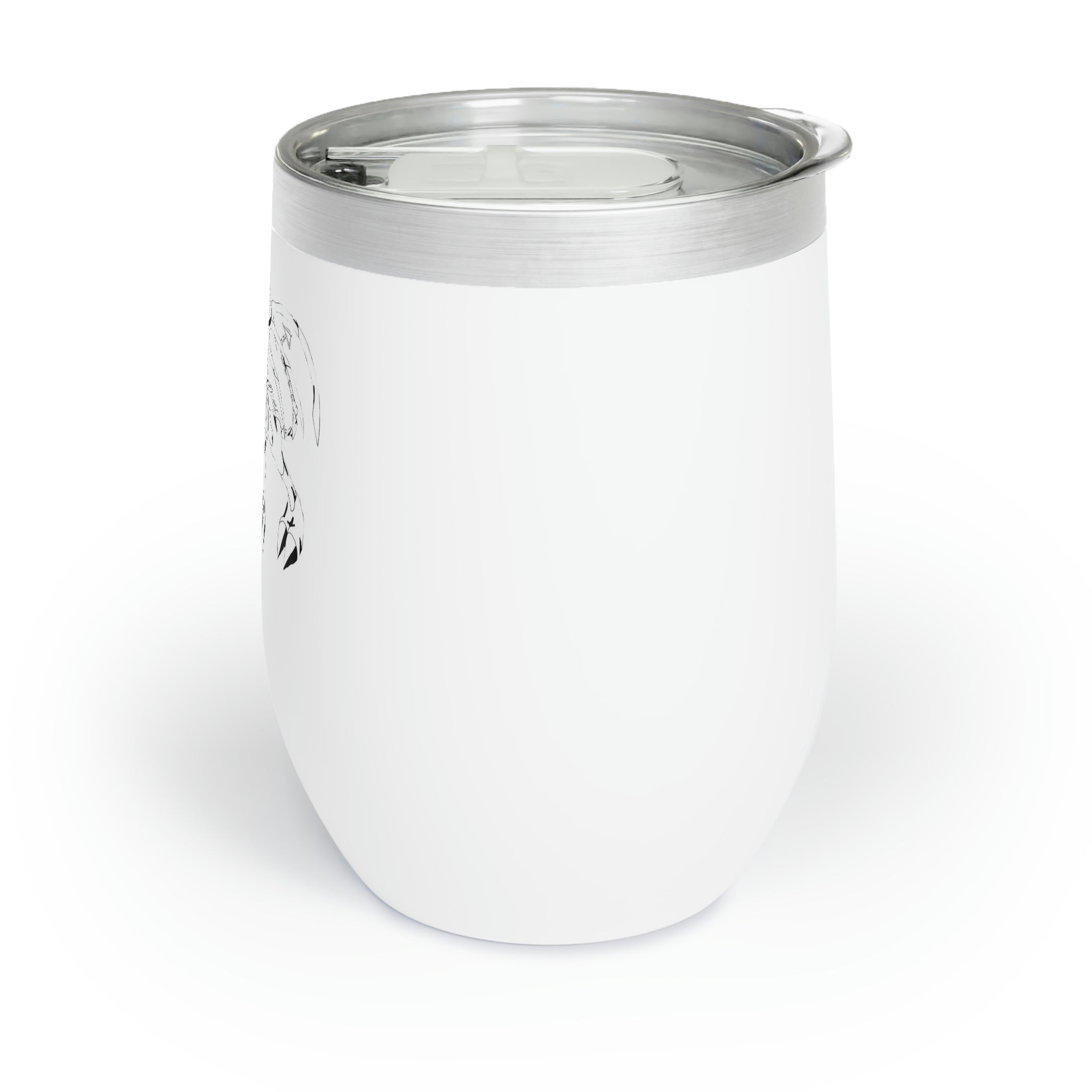 Argon Chill Wine Tumbler in stainless steel with a customizable design, showcasing its double-insulated walls and stemless shape.