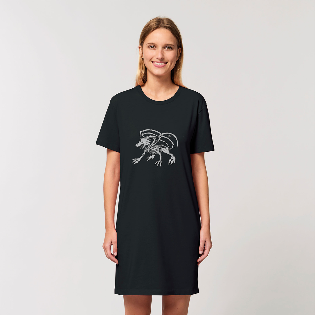 Argon Organic T-Shirt Dress made from 100% organic cotton, featuring a soft texture and stylish design, available in various sizes.