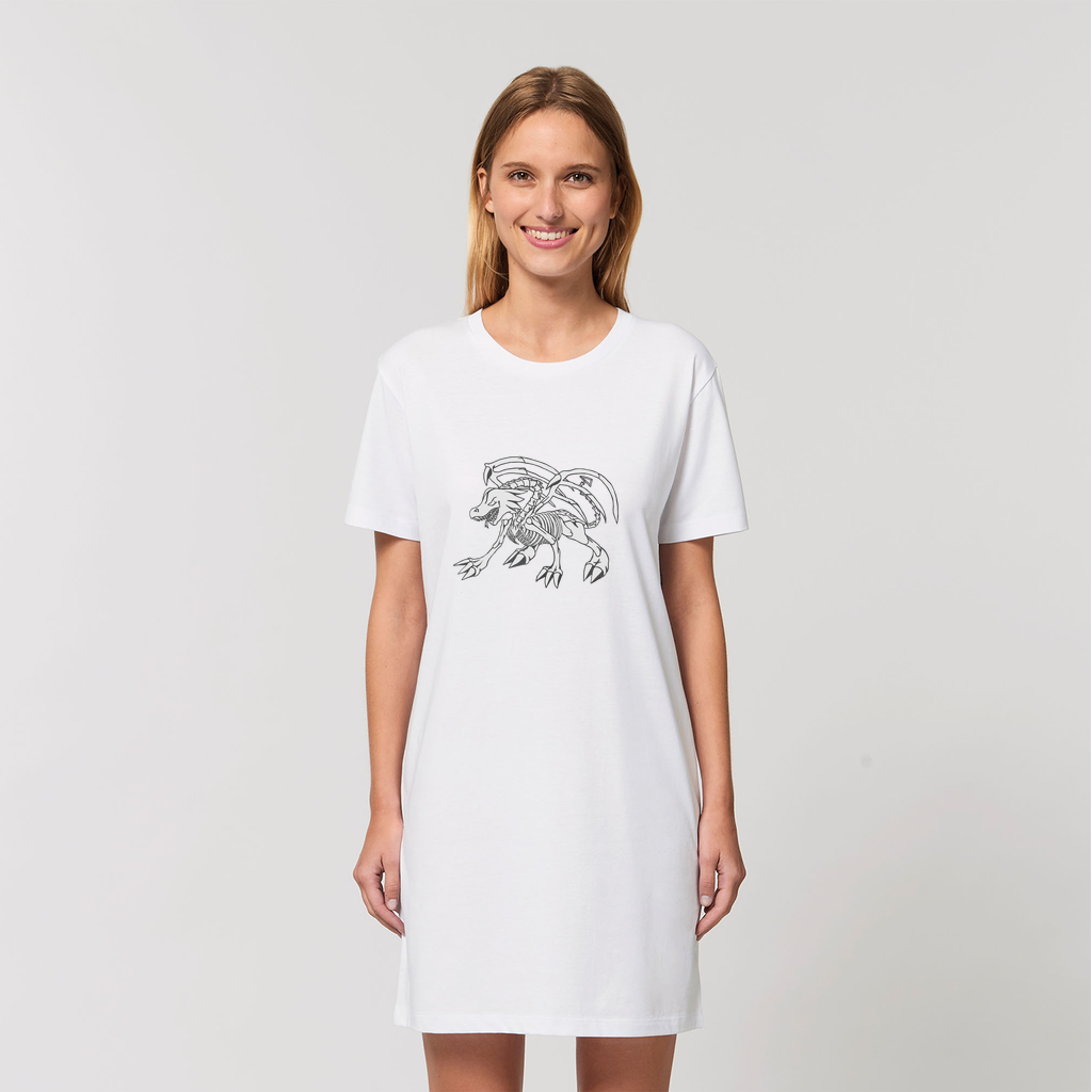 Argon Organic T-Shirt Dress made from 100% organic cotton, featuring a soft texture and stylish design, available in various sizes.