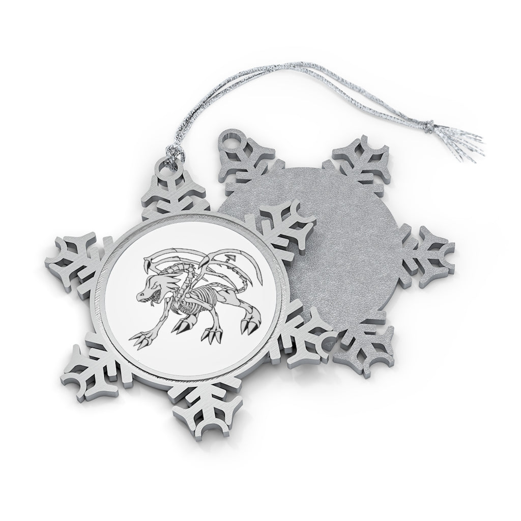 Argon Pewter Snowflake Ornament with silver-toned hanging string, showcasing intricate snowflake design.