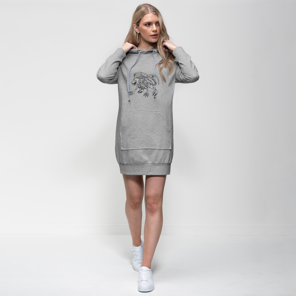 Argon Premium Adult Hoodie Dress featuring a relaxed fit, hood, and kangaroo pocket, perfect for casual wear.