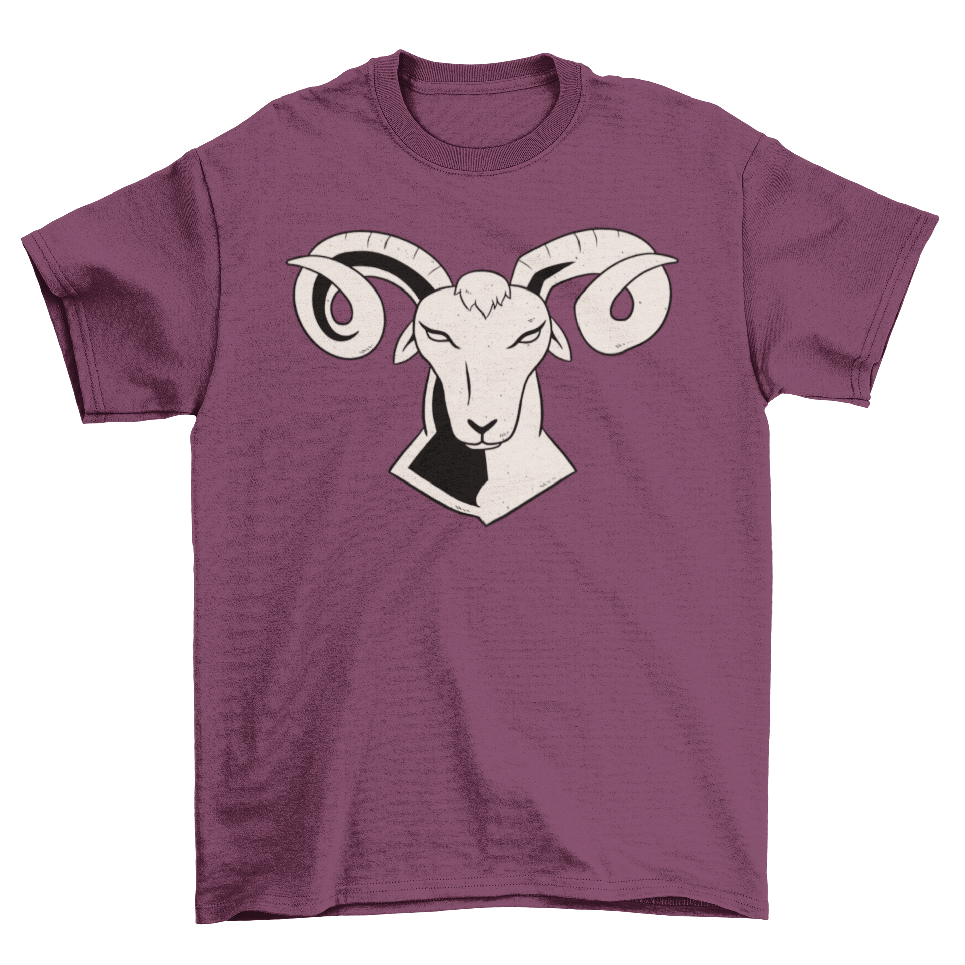 A stylish t-shirt featuring a vibrant illustration of the Aries goat, symbolizing the Aries zodiac sign.