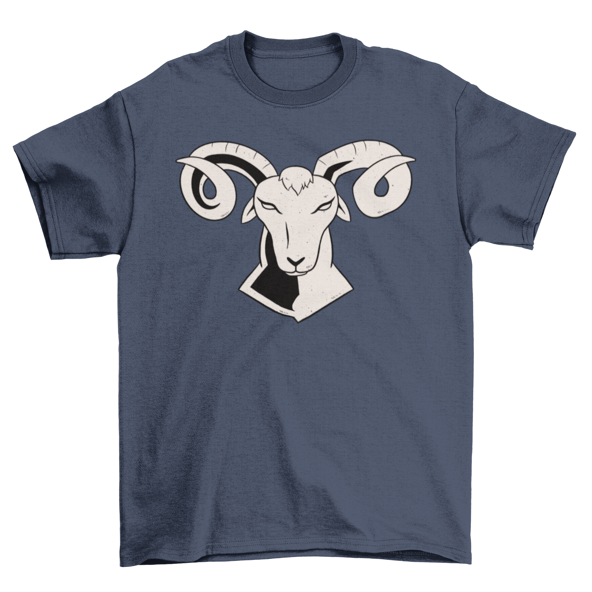 A stylish t-shirt featuring a vibrant illustration of the Aries goat, symbolizing the Aries zodiac sign.