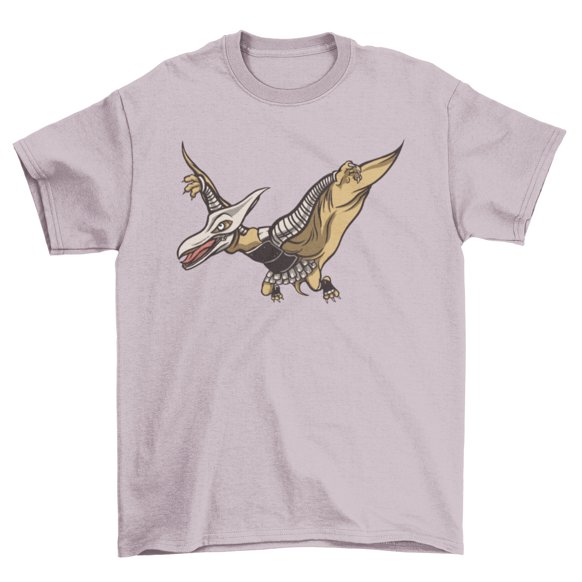 Armored Pterodactyl T-shirt featuring a dinosaur design with armor, perfect for dinosaur enthusiasts.