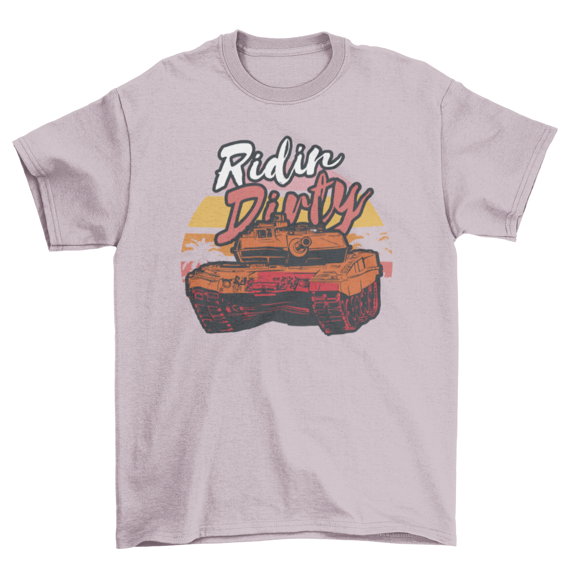 Army military tank t-shirt featuring a retro design with the quote 'Ridin dirty'.