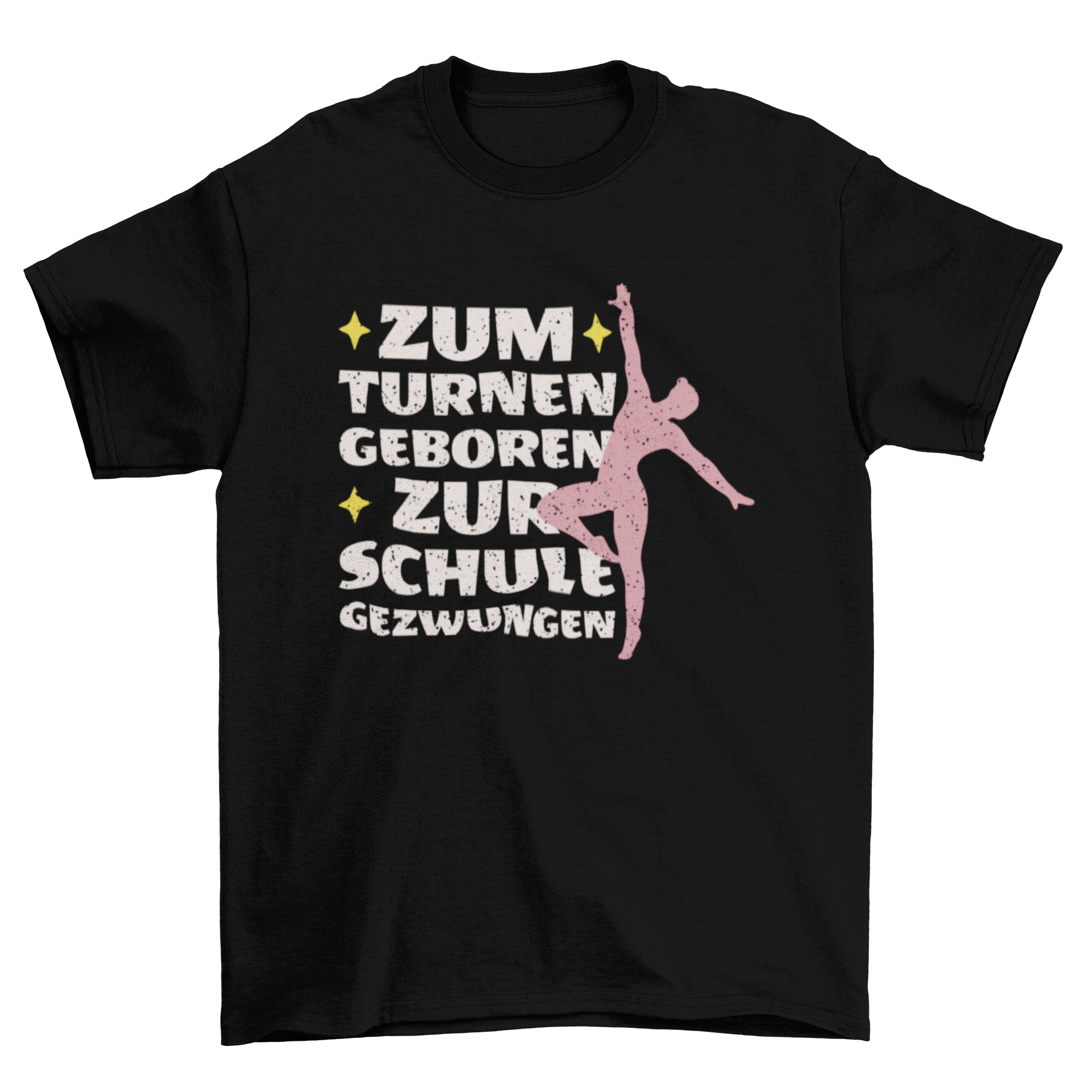 Artistic gymnast sport t-shirt featuring a gymnast design and a German quote about gymnastics.