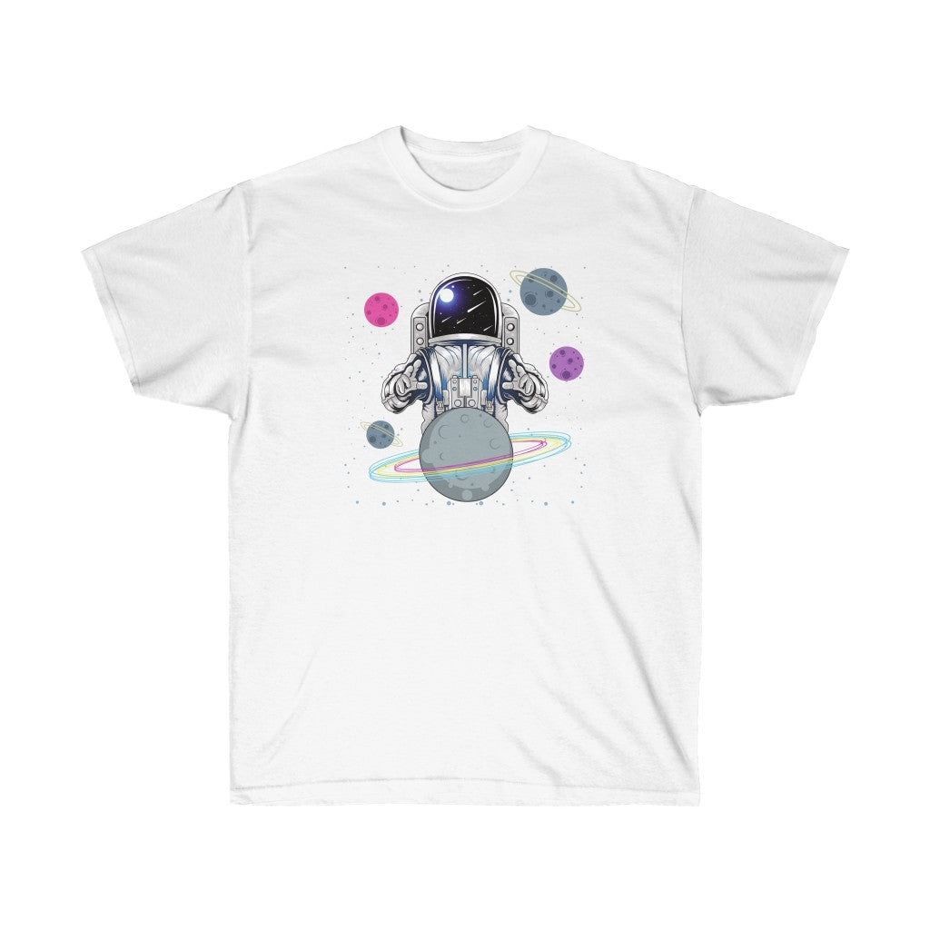 Astronaut in Space Graphic T-Shirt featuring a vibrant astronaut design on a soft fabric, suitable for casual wear.